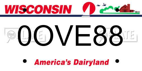 0OVE88 Wisconsin License Plate