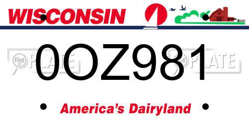 0OZ981 Wisconsin License Plate