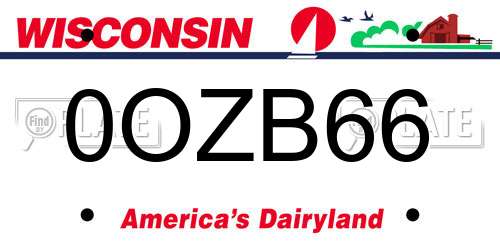 0OZB66 Wisconsin License Plate