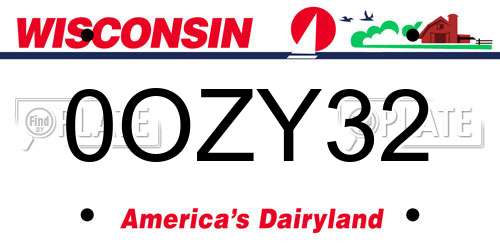 0OZY32 Wisconsin License Plate