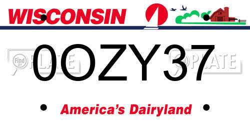 0OZY37 Wisconsin License Plate