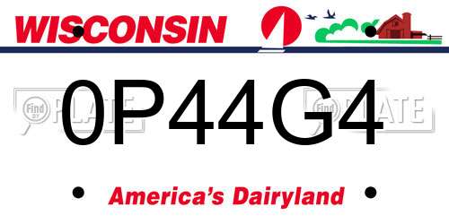 0P44G4 Wisconsin License Plate