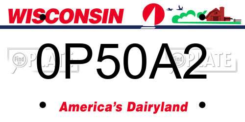 0P50A2 Wisconsin License Plate
