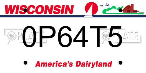 0P64T5 Wisconsin License Plate