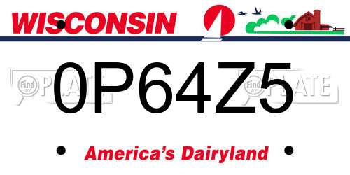 0P64Z5 Wisconsin License Plate