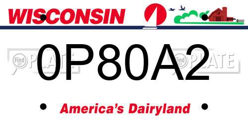 0P80A2 Wisconsin License Plate