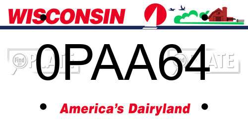 0PAA64 Wisconsin License Plate
