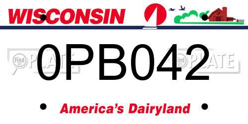 0PB042 Wisconsin License Plate
