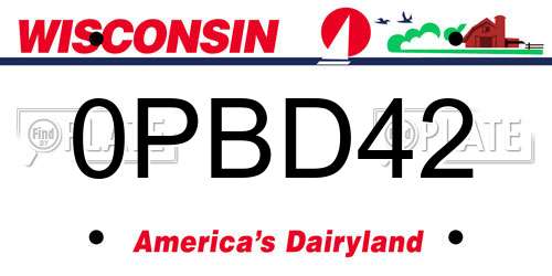 0PBD42 Wisconsin License Plate