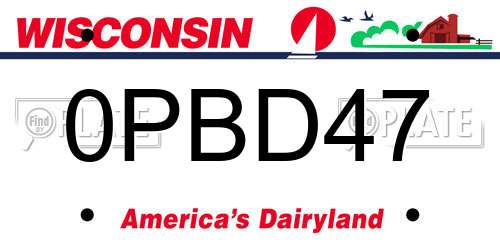 0PBD47 Wisconsin License Plate