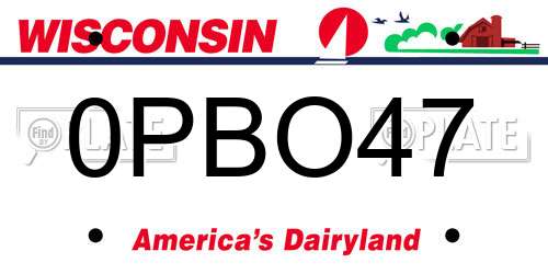 0PBO47 Wisconsin License Plate