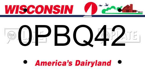 0PBQ42 Wisconsin License Plate