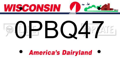 0PBQ47 Wisconsin License Plate