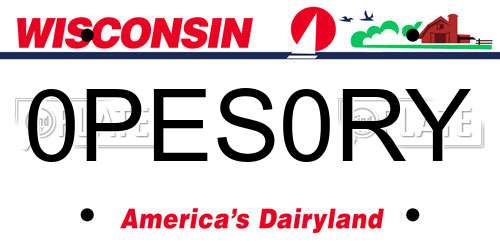 0PES0RY Wisconsin License Plate