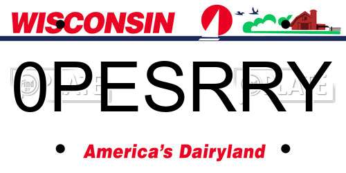 0PESRRY Wisconsin License Plate