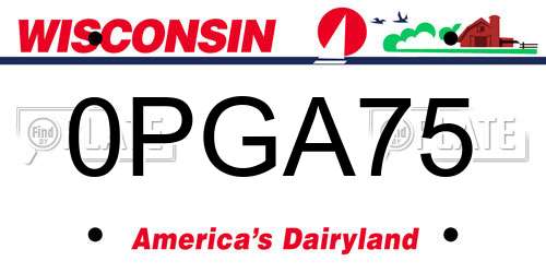 0PGA75 Wisconsin License Plate