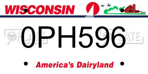 0PH596 Wisconsin License Plate