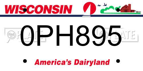 0PH895 Wisconsin License Plate