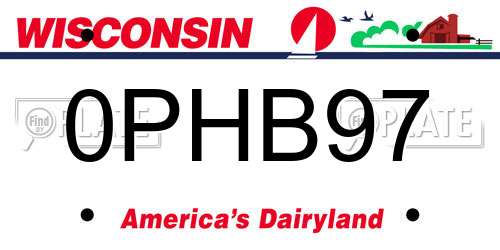 0PHB97 Wisconsin License Plate