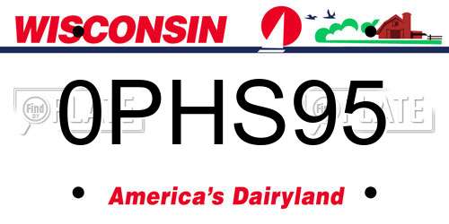 0PHS95 Wisconsin License Plate