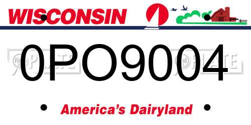 0PO9004 Wisconsin License Plate