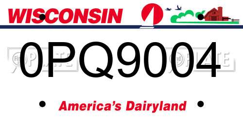 0PQ9004 Wisconsin License Plate