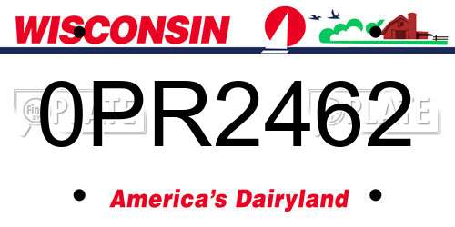 0PR2462 Wisconsin License Plate
