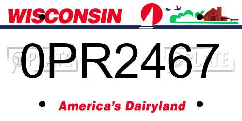 0PR2467 Wisconsin License Plate