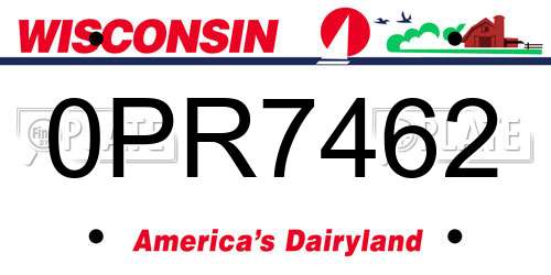 0PR7462 Wisconsin License Plate