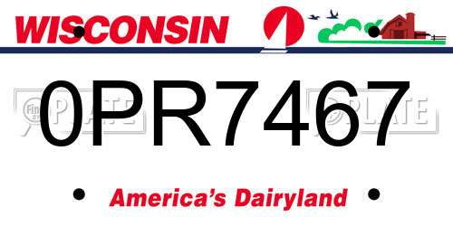 0PR7467 Wisconsin License Plate