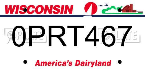 0PRT467 Wisconsin License Plate