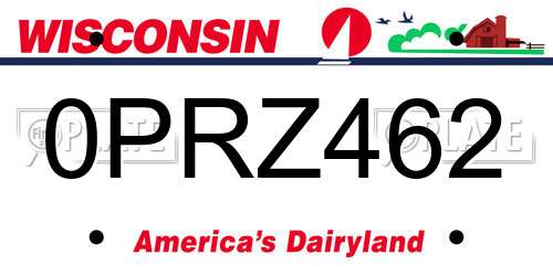 0PRZ462 Wisconsin License Plate