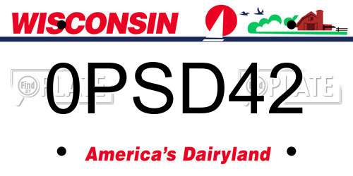 0PSD42 Wisconsin License Plate