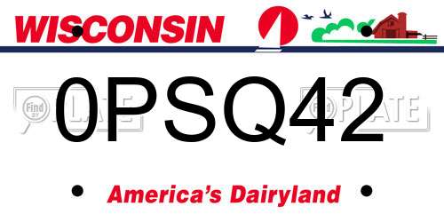0PSQ42 Wisconsin License Plate