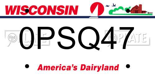 0PSQ47 Wisconsin License Plate