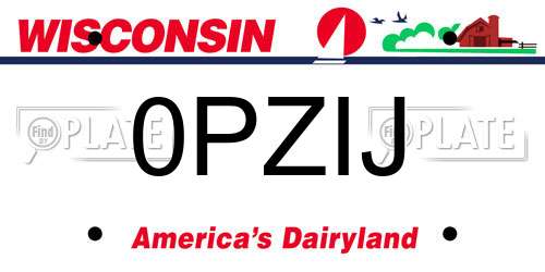 0PZIJ Wisconsin License Plate