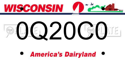 0Q20C0 Wisconsin License Plate