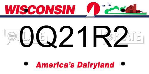 0Q21R2 Wisconsin License Plate