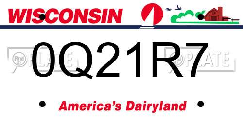0Q21R7 Wisconsin License Plate