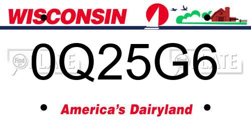 0Q25G6 Wisconsin License Plate