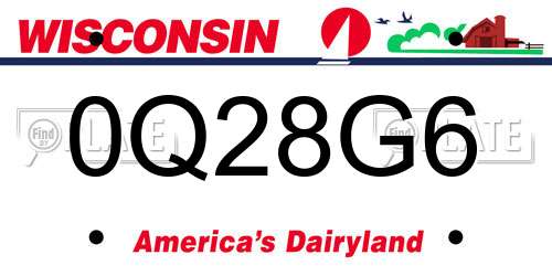 0Q28G6 Wisconsin License Plate