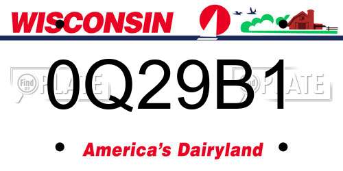 0Q29B1 Wisconsin License Plate