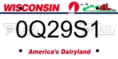 0Q29S1 Wisconsin License Plate