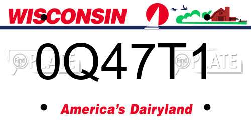 0Q47T1 Wisconsin License Plate