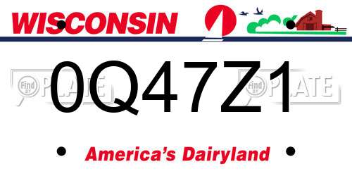 0Q47Z1 Wisconsin License Plate
