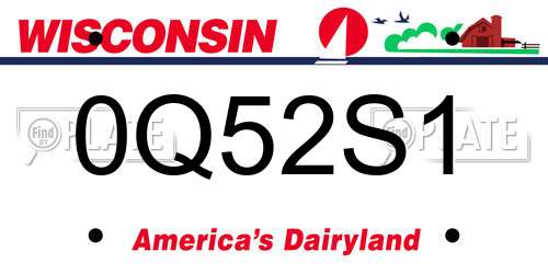 0Q52S1 Wisconsin License Plate