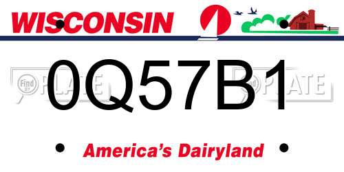 0Q57B1 Wisconsin License Plate