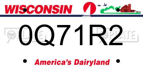 0Q71R2 Wisconsin License Plate