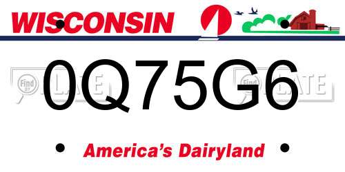0Q75G6 Wisconsin License Plate