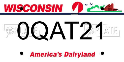 0QAT21 Wisconsin License Plate